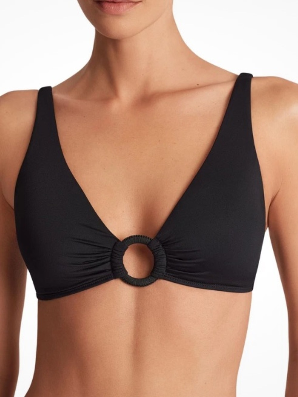 Ralph Lauren Black Ring-Front Bandeau Bikini Top NWT